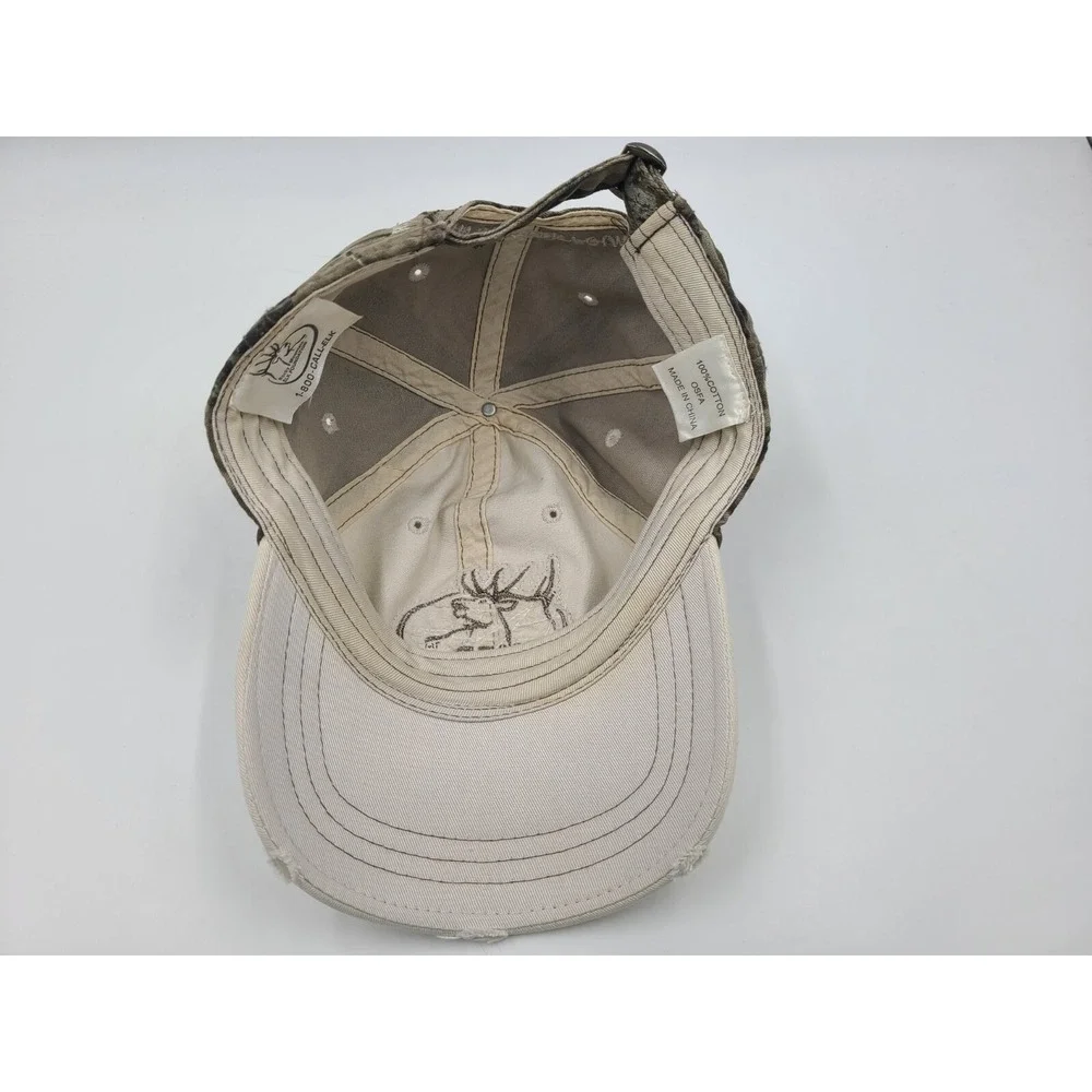 RMEF Rocky Mountain‎ Elk Foundation Camo Distressed Strapback Adjustable Hat Cap